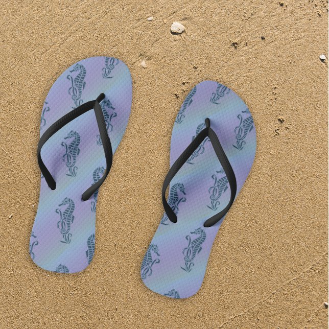 Blue Under the Sea Seahorses Thongs (Creator Uploaded)
