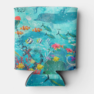 Blue underwater fish, serene background. can cooler