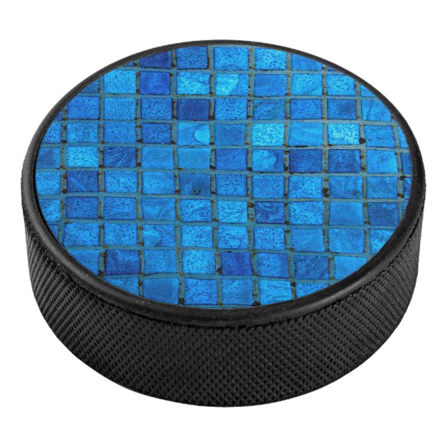 Blue Underwater Tiles Hockey Puck (3/4)