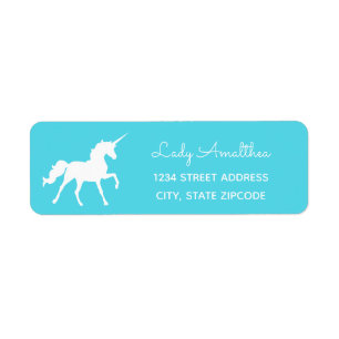 Blue Unicorn Address Label Return Address Label