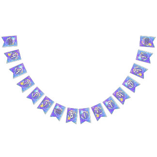 Blue Unicorn Birthday Bunting Flags