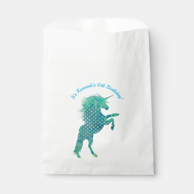 Blue Unicorn, Birthday Favour Bag (Front)