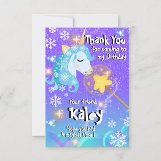 Blue Unicorn Birthday Thank You Cards