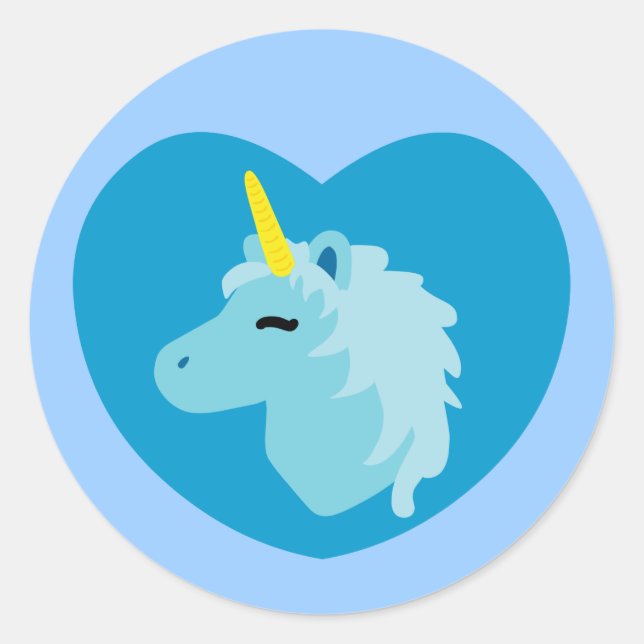 Blue Unicorn Classic Round Sticker (Front)