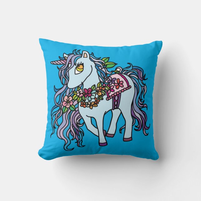Blue Unicorn Cushion (Front)