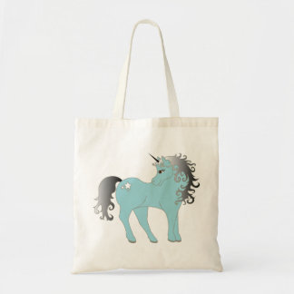 Blue unicorn fantasy tote bag
