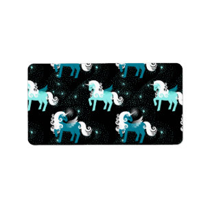 Blue Unicorn Horse Universe Star Constellation Label
