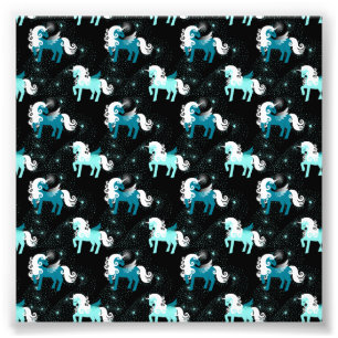 Blue Unicorn Horse Universe Star Constellation Photo Print