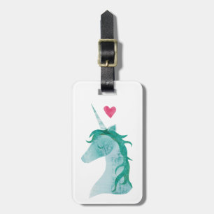 Blue Unicorn Magic with Heart Luggage Tag