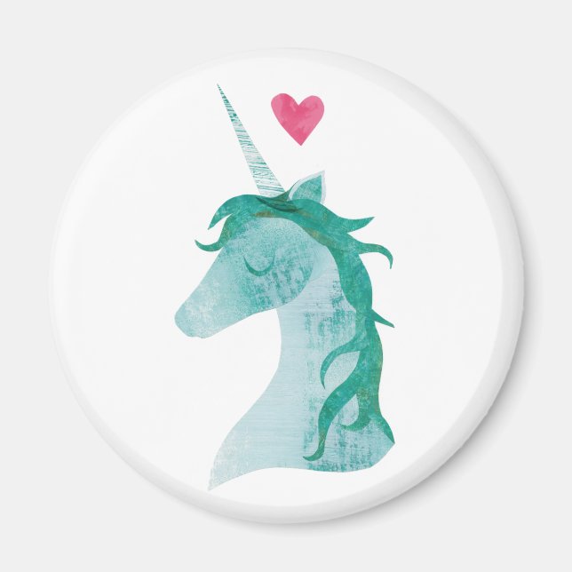 Blue Unicorn Magic with Heart Magnet (Front)