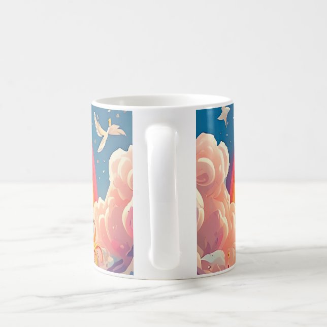 Blue Unicorn Mug | Colourful Mountain Fantasy Land (Handle)