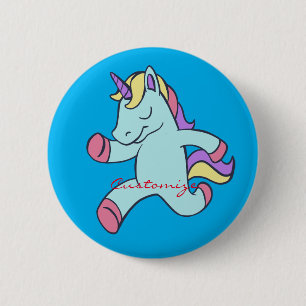 Blue Unicorn Running Thunder_Cove 6 Cm Round Badge