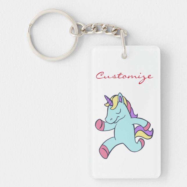Blue Unicorn Running Thunder_Cove Key Ring (Front)