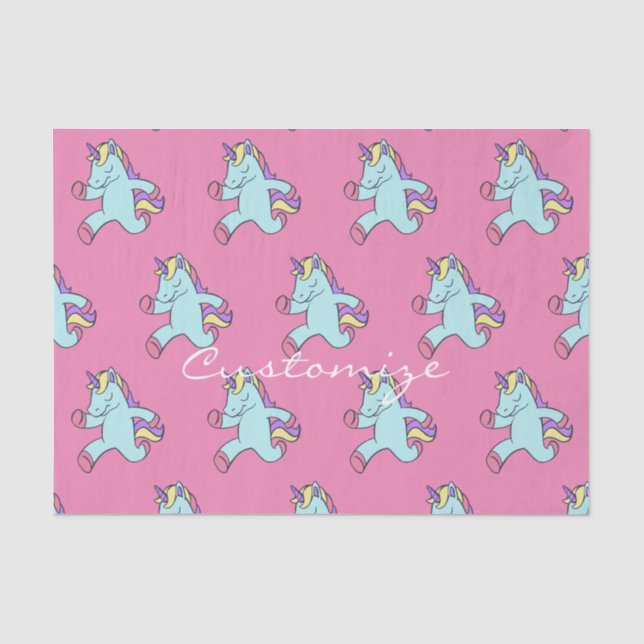 Blue Unicorn Running Thunder_Cove Tissue Paper (Front)