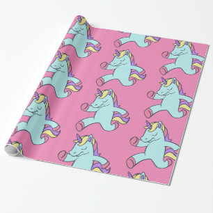 Blue Unicorn Running Thunder_Cove Wrapping Paper