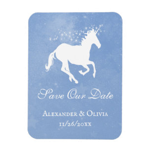 Blue Unicorn Save The Date Magnet