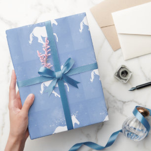 Blue Unicorn Wedding Wrapping Paper