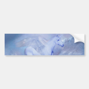 Blue Unicorn with wings fantasy Bumper Sticker
