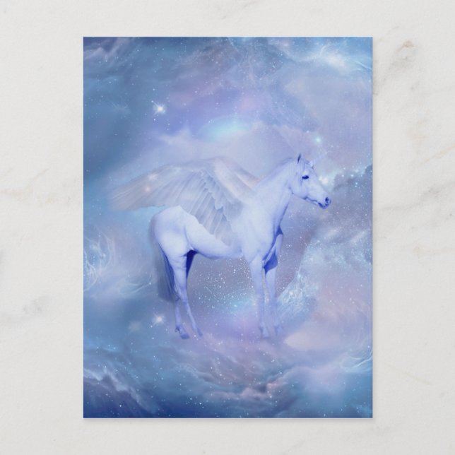 Blue Unicorn with wings fantasy Postcard (Front)