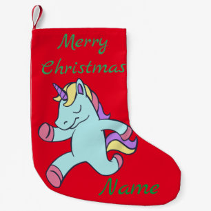 Blue Unicorns Running Thunder_Cove Small Christmas Stocking