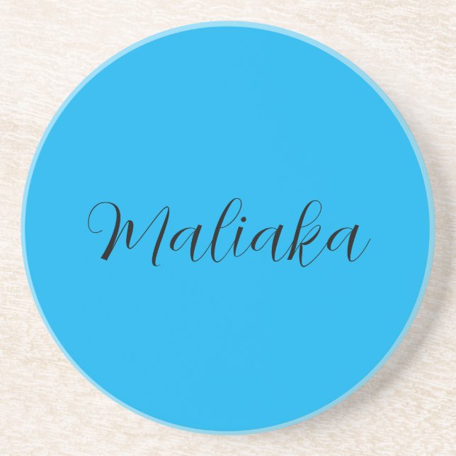 Blue Unique Professional Calligraphy Name Design Coaster (Front)
