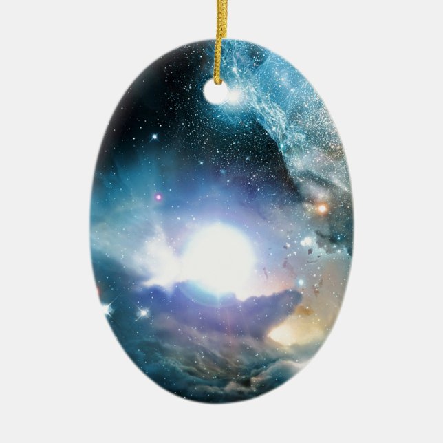 Blue Universe Cosmos Ceramic Ornament (Front)