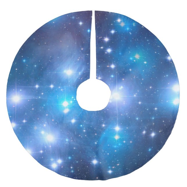 Blue Universe Stars + your ideas Brushed Polyester Tree Skirt (Front)