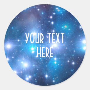Blue Universe Stars + your ideas Classic Round Sticker