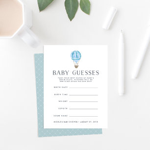 Blue Up in the Air Baby Shower Guessing Game