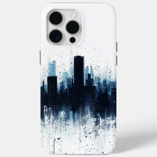 Blue urban skyline iPhone 15 pro max case