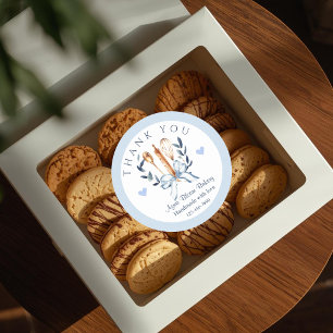 Blue Utensils Cooking Bakery Thank you Classic Round Sticker