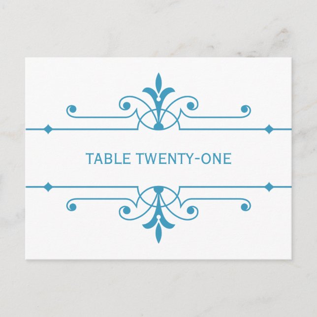 Blue v2 Fancy Ornamental Table Number Postcard (Front)