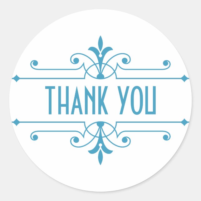 Blue v2 Fancy Ornamental Thank You Stickers (Front)