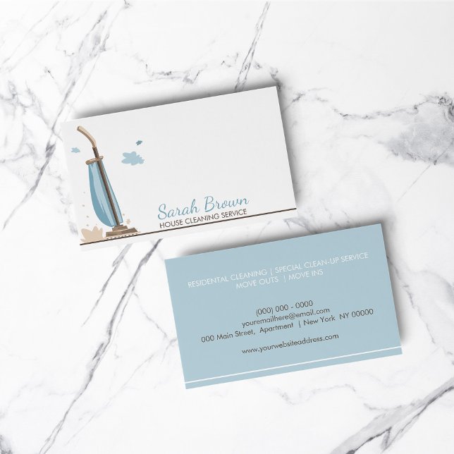 Blue Vacuum Cleaner House Cleaning Services Business Card (Blue Vacuum Cleaner House Cleaning Services Business Card)