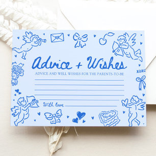 Blue Valentine Advice and Wishes Baby Shower Game Enclosure Card