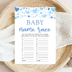 Blue Valentine Baby Name Race Baby Shower Game Invitation