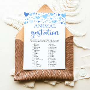 Blue Valentine Baby Shower Animal Gestation Game Invitation