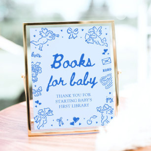 Blue Valentine Baby Shower Books for Baby Game Poster