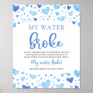 Blue Valentine Baby Shower My Water Broke Game Poster