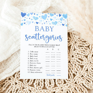 Blue Valentine Baby Shower Scattegories Game Invitation