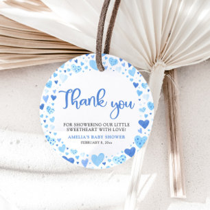 Blue Valentine Boy Little Sweetheart Baby Shower Favour Tags