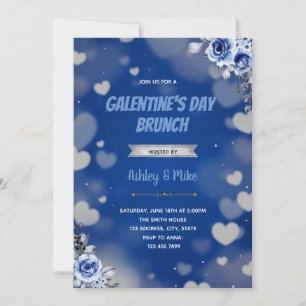 Blue valentine brunch theme invitation