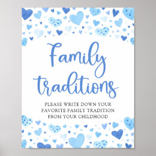 Blue Valentine Family Traditions Baby Shower Sign