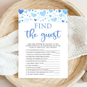 Blue Valentine Find The Guest Baby Shower Game Invitation