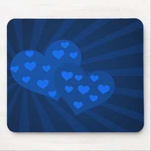Blue Valentine Hearts Mouse Pad