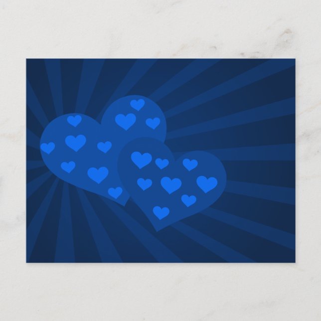 Blue Valentine Hearts Post Card (Front)