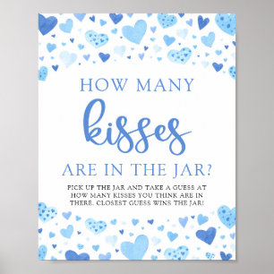Blue Valentine How Many Kisses Baby Shower Game Poster