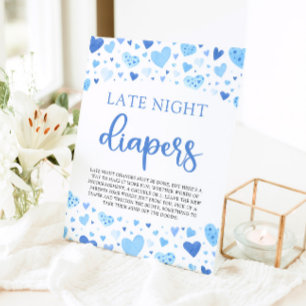 Blue Valentine Late Night Diapers Baby Shower Pedestal Sign
