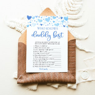Blue Valentine Who Knows Daddy Best Baby Shower Invitation