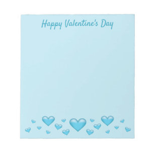 Blue Valentine's Day Hearts & Custom Text Notepad